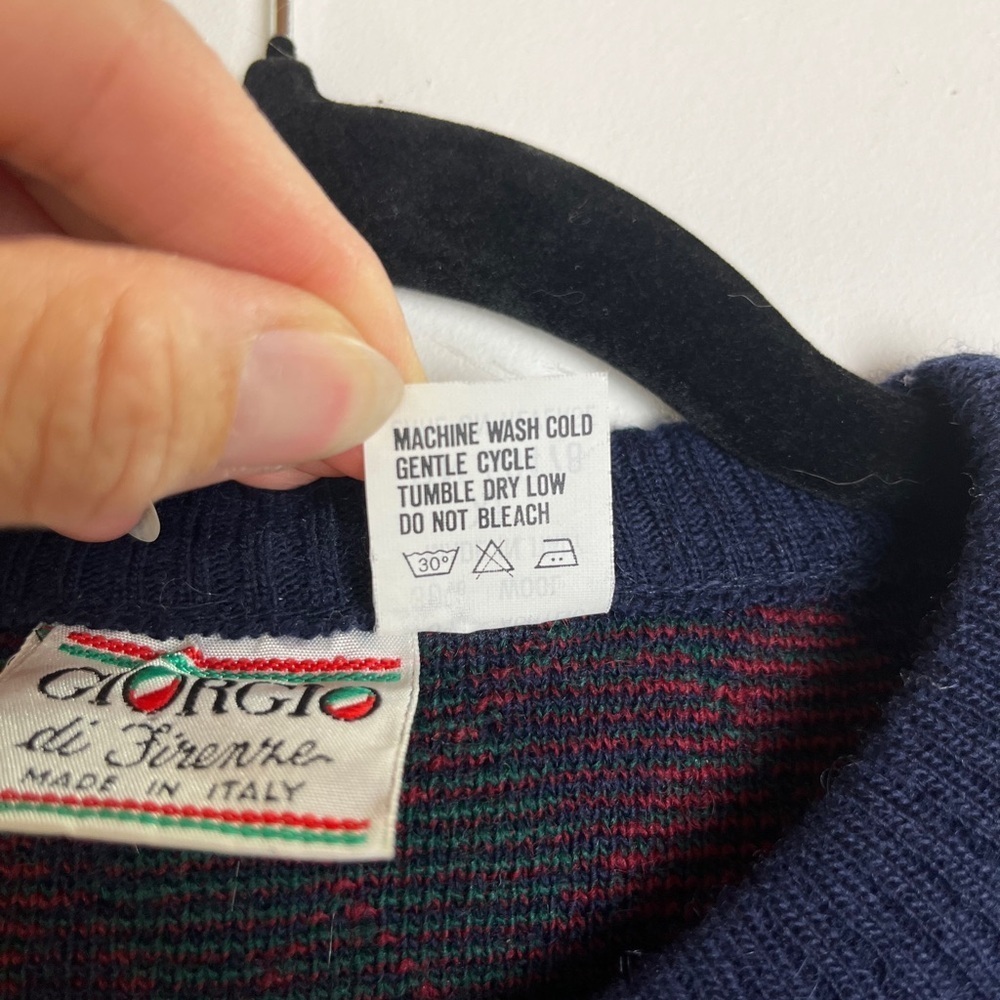 Vintage Giorgio di Firenze Italy Argyle Sweater XL Wool Blend Grampacore School - Picture 3 of 9
